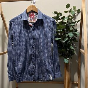 Au Noir Men's Blue Polka Dot Shirt